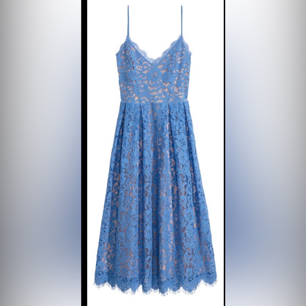 Blue Lace Fit-and-Flare Dress